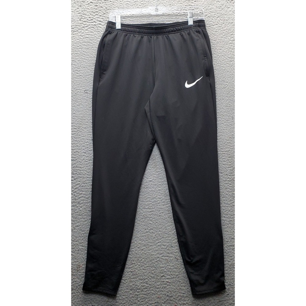 Nike Track Pants Women M Black Dri-Fit Slim Swoosh Logo Elastic Waist Drawstring